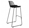 Barová stolička Dill High čierna s čiernym vankúšom
