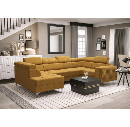 Rohová sedacia súprava ORION MAX II s funkciou spania 165x350x185 cm - žltá, pravá Rohová sedacia súprava ORION MAX II s funkciou spania 165x350x185 cm - žltá, pravá