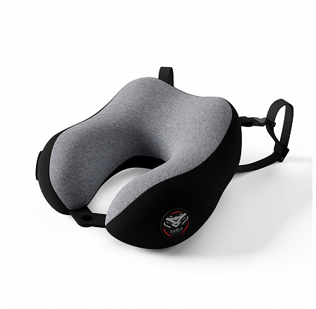 Cestovný vankúš na krk, do lietadla, z pamäťovej peny, sivo-čierny: Diablo TRAVEL PILLOW