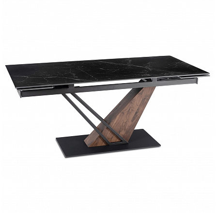 Stôl REX 2 Keramický Rozkladací 180-240 cm Čierny Mramor/Orech