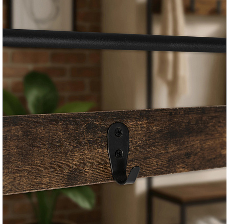 Vešiak Do Predsiene JETT 70 cm s Poličkami Dub Rustikálny/Čierny