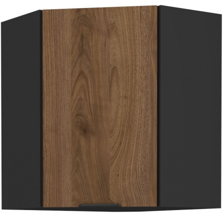 Horná rohová skrinka MONZA - 60x60 GN-72 1F (45°), Čierna mat/Orech