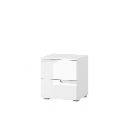 Nočný stolík LYON 32 s 2 zásuvkami - biely mat / biely lesk (SELENE 32) (SZ) (K150-Z)