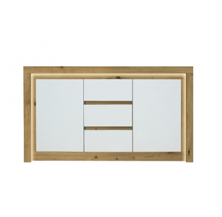 RIMINI II NEW komoda 2D3SM lamino Orech salev / biely lesk vrátane LED osvetlenia (Romeo-com 2D3SM - 4 BALENIA) (U) (K150)