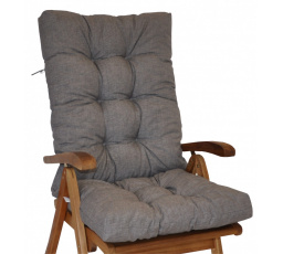 Vankúš pre vysoké záhradné kreslo z teakového dreva - sivá látka