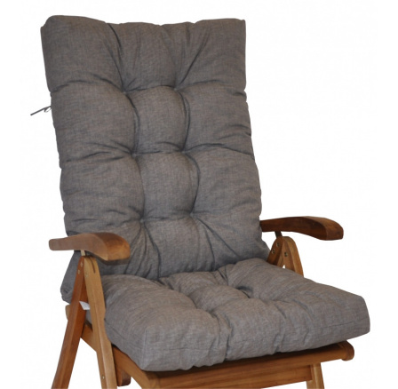 Vankúš pre vysoké záhradné kreslo z teakového dreva - sivá látka