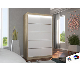 Posuvná skriňa s LED osvetlením BENISSO 120 Sonoma+Biela