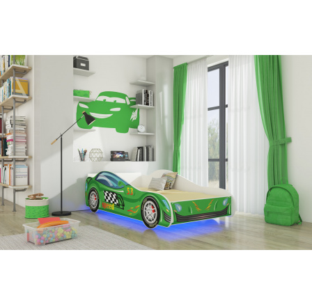 Posteľ s matracom a LED osvetlením SPEED 160x80 Zelená Posteľ s matracom a LED osvetlením SPEED 160x80 Zelená