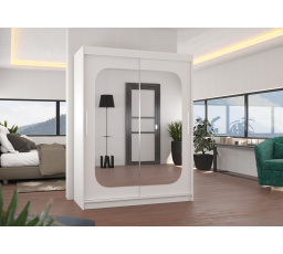 Posuvná skriňa so zrkadlom CLEVER 150 Biela+Biela