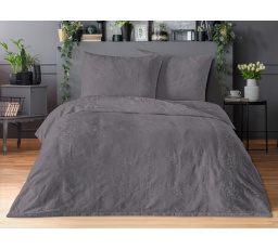 Luxusné žakárové obliečky 200x200, 70x90cm listy tmavo sivé