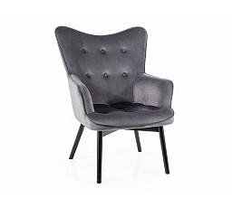 Kreslo CARMEN VELVET, Sivý Bluvel 14/Čierny mat