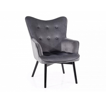 Kreslo CARMEN VELVET, Sivý Bluvel 14/Čierny mat