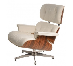 Fotel Vip biały/rosewood/srebrna baza