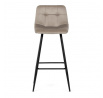 Stolička barová, cappuccino látka, štvornohá kovová podnož, čierny mat