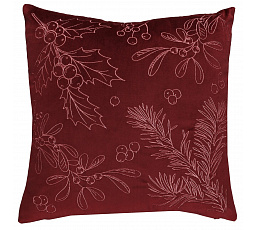 Polštář s výplní - červený s větvemi, 100% polyester, 45 x 45 cm