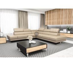 Rohová sedacia súprava EMPORIO MAX 300 x 300 prírodná koža - Krémová koža
