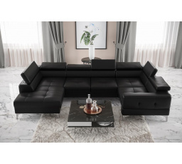 Rohová sedacia súprava TOSCANIA MAX I 170x350x185 cm - čierna eko koža, pravá