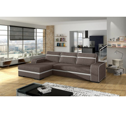 Rohová sedacia súprava Funny L tm.hnedá/EKO biela