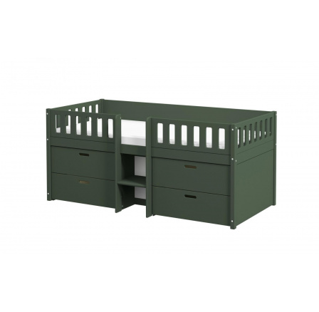 Vyvýšená posteľ s úložným priestorom Viggo zelená