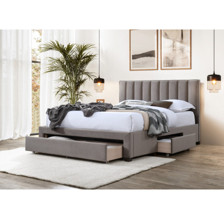 Posteľ s úložným priestorom GRACE 160, Béžový Velvet