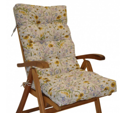 Vankúš pre vysoké záhradné kreslo z teakového dreva - látka s motívom lúčnych kvetov