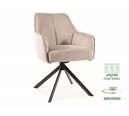 Jedálenská otočná stolička NOTTI s pružinovým sedákom, Brego Svetlo béžová 31/Čierna