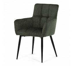 Stolička jedálenská, zelená látka, čierny kov