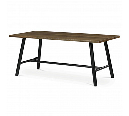 Stôl jedálenský, 180x90cm, dyha, farba orech, kovová čierna noha