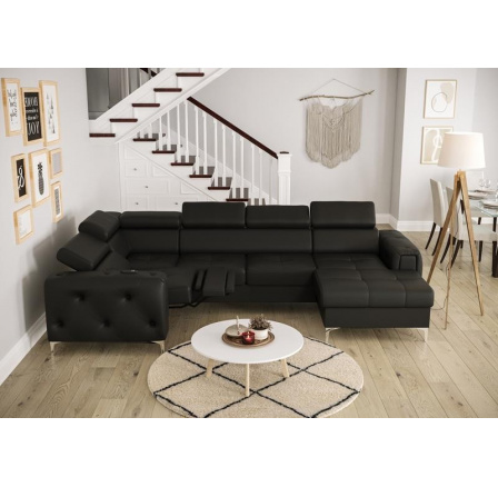 Rohová sedacia súprava ORION MAX III, relax s funkciou spania 165x320x190 prírodná koža - čierna koža, ľavá Rohová sedacia súprava ORION MAX III, relax s funkciou spania 165x320x190 prírodná koža - čierna koža, ľavá