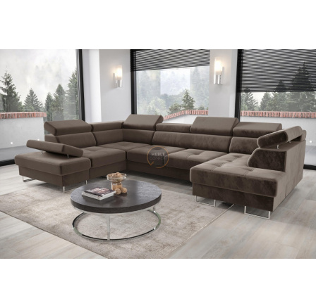 Rohová sedacia súprava GALAXY MAX II s funkciou spania 210x350x165 - hnedá, ľavá