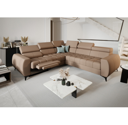 Rohová sedacia súprava PORTO II, relax prírodná koža 255x258 cm - ľavá, Matná koža toffee Rohová sedacia súprava PORTO II, relax prírodná koža 255x258 cm - ľavá, Matná koža toffee