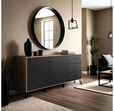 Komoda BACARDI 183 cm Dub Craft Tobacco/Grafit