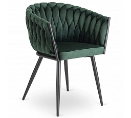 Stolička ELENA Zelená Pletená Zamatová