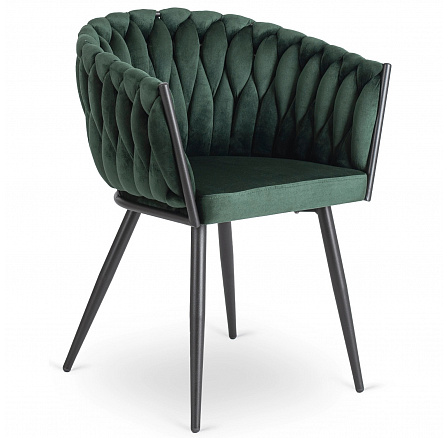 Stolička ELENA Zelená Pletená Zamatová