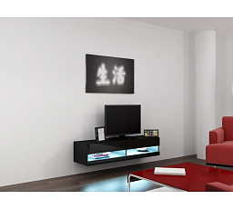 TV komoda VIGO NEW 140, čierna / čierny lesk