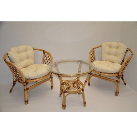 Ratanová pohovka Bahama malé vankúšiky LUX svetlo béžová