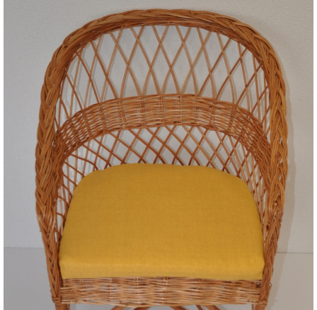 Vankúš na kreslo z vŕbového prútia - žltá látka