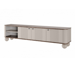 TV skrinka Vesper 3D 187 cm - kašmír / orech / čierne úchyty / okrúhle nohy