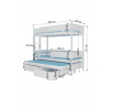 Trojposchodová posteľ s matracmi ETAPO 200x90 Biela+Truffle