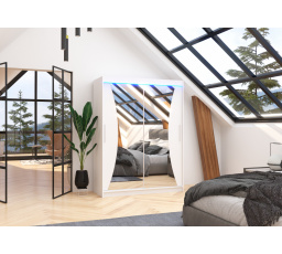 Posuvná skriňa so zrkadlom a LED osvetlením MAX 150 Biela+Biela