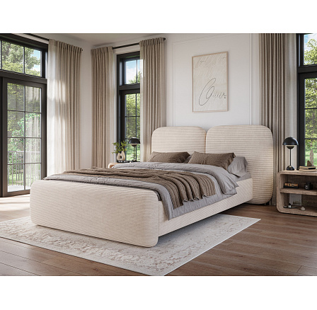 Posteľ Ollival 160x200 s kovovým rámom a úložným boxom, biely zamat Jarell 18 140x200 1 Posteľ Ollival 160x200 s kovovým rámom a úložným boxom, biely zamat Jarell 18 140x200 1