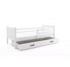 Detská posteľ CARINO 90x200 cm so zásuvkou, s matracom, Biela/Biela