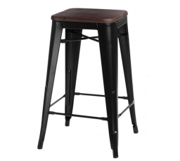 Barová stolička Paris Wood 65 cm čierna borovica orech