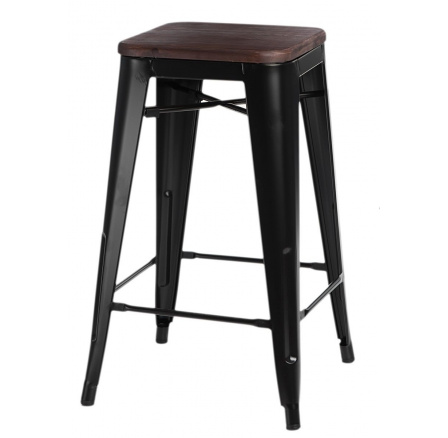 Barová stolička Paris Wood 65 cm čierna borovica orech
