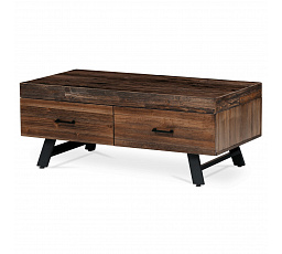 Konferenčný stôl, 120x60 cm, vrchná doska MDF, masívna borovica, kov, čierny lak