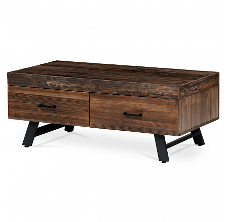 Konferenčný stôl, 120x60 cm, vrchná doska MDF, masívna borovica, kov, čierny lak Konferenčný stôl, 120x60 cm, vrchná doska MDF, masívna borovica, kov, čierny lak