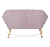 Dvojmiestna pohovka, čalúnená staroružovou látkou, drevené nohy - masívne kaučukové drevo