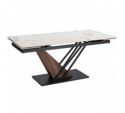Stôl REX 2 Keramický Rozkladací 180-240 cm Biely Mramor/Orech