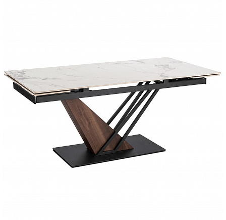 Stôl REX 2 Keramický Rozkladací 180-240 cm Biely Mramor/Orech
