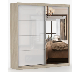 Šatní skriňa MULTI 35 - 233 cm, Dub Sonoma/Biely Lesk